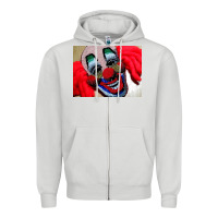 Dove Grey embroidered clown Zipper Hoodie - artisFamous