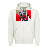Oatmeal Heather embroidered clown Zipper Hoodie - artisFamous