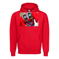 Red embroidered clown Zipper Hoodie - artisFamous