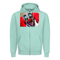 Seafoam embroidered clown Zipper Hoodie - artisFamous