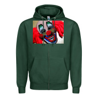 Sports Green embroidered clown Zipper Hoodie - artisFamous