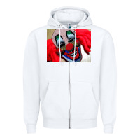 White embroidered clown Zipper Hoodie - artisFamous