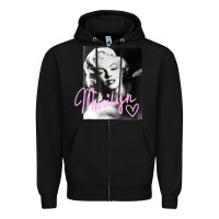 Black monroe black and white pink handwriting t shirt Zipper Hoodie - artisFamous