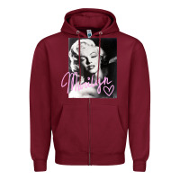 Burgundy monroe black and white pink handwriting t shirt Zipper Hoodie - artisFamous