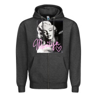 Charcoal Heather monroe black and white pink handwriting t shirt Zipper Hoodie - artisFamous