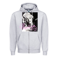 Heather Grey monroe black and white pink handwriting t shirt Zipper Hoodie - artisFamous