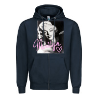 Navy monroe black and white pink handwriting t shirt Zipper Hoodie - artisFamous