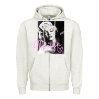 Oatmeal Heather monroe black and white pink handwriting t shirt Zipper Hoodie - artisFamous