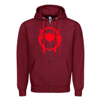 Burgundy spiderverse miles symbol tag t shirt Zipper Hoodie - artisFamous