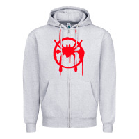 Heather Grey spiderverse miles symbol tag t shirt Zipper Hoodie - artisFamous