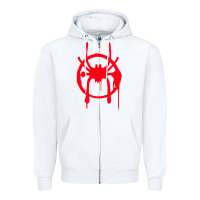White spiderverse miles symbol tag t shirt Zipper Hoodie - artisFamous