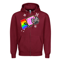 Burgundy nyan cat t shirt Zipper Hoodie - artisFamous