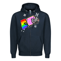 Navy nyan cat t shirt Zipper Hoodie - artisFamous