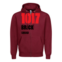 Burgundy 1017 Brick Squad Black Red Zipper Hoodie - artisFamous