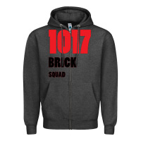 Charcoal Heather 1017 Brick Squad Black Red Zipper Hoodie - artisFamous
