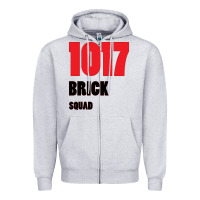 Heather Grey 1017 Brick Squad Black Red Zipper Hoodie - artisFamous