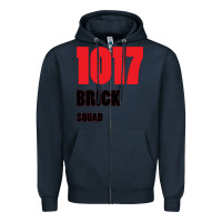 Navy 1017 Brick Squad Black Red Zipper Hoodie - artisFamous