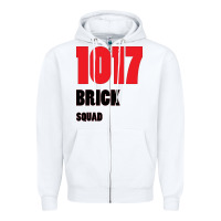 White 1017 Brick Squad Black Red Zipper Hoodie - artisFamous