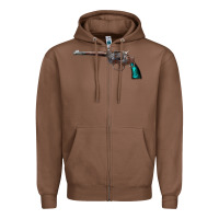 Chestnut Revolver Handgun Zipper Hoodie - artisFamous