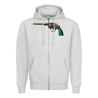 Dove Grey Revolver Handgun Zipper Hoodie - artisFamous