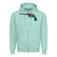 Seafoam Revolver Handgun Zipper Hoodie - artisFamous