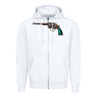 White Revolver Handgun Zipper Hoodie - artisFamous
