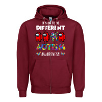 Burgundy a.mong us it's o.kay to be different autism awareness t shirt Zipper Hoodie - artisFamous