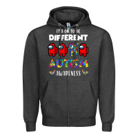 Charcoal Heather a.mong us it's o.kay to be different autism awareness t shirt Zipper Hoodie - artisFamous