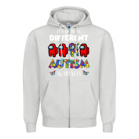 Dove Grey a.mong us it's o.kay to be different autism awareness t shirt Zipper Hoodie - artisFamous