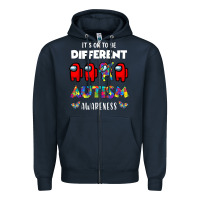 Navy a.mong us it's o.kay to be different autism awareness t shirt Zipper Hoodie - artisFamous