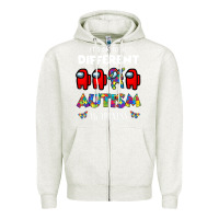 Oatmeal Heather a.mong us it's o.kay to be different autism awareness t shirt Zipper Hoodie - artisFamous
