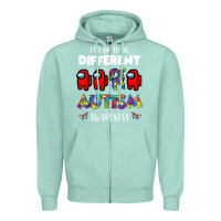 Seafoam a.mong us it's o.kay to be different autism awareness t shirt Zipper Hoodie - artisFamous