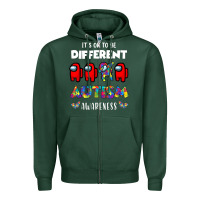 Sports Green a.mong us it's o.kay to be different autism awareness t shirt Zipper Hoodie - artisFamous
