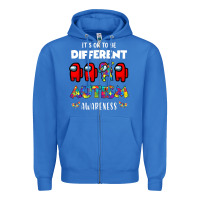 True Royal a.mong us it's o.kay to be different autism awareness t shirt Zipper Hoodie - artisFamous