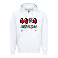 White a.mong us it's o.kay to be different autism awareness t shirt Zipper Hoodie - artisFamous