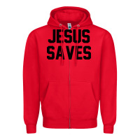 Red jesus saves christian faith trust in god lord christ Zipper Hoodie - artisFamous