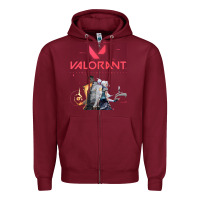 Burgundy valorant gaming design Zipper Hoodie - artisFamous