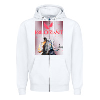White valorant gaming design Zipper Hoodie - artisFamous