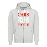 Dove Grey I LIKE CARS MORE THAN PEOPLE Zipper Hoodie - artisFamous