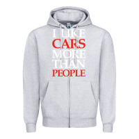 Heather Grey I LIKE CARS MORE THAN PEOPLE Zipper Hoodie - artisFamous