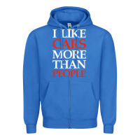 True Royal I LIKE CARS MORE THAN PEOPLE Zipper Hoodie - artisFamous
