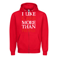 Red I LIKE CARS MORE THAN PEOPLE Zipper Hoodie - artisFamous