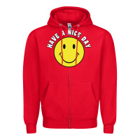 Red retro   have a nice day   smile happy face Zipper Hoodie - artisFamous