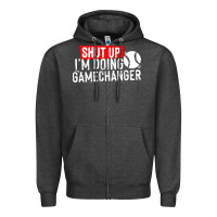 Charcoal Heather shut up i'm doing game changer baseball Zipper Hoodie - artisFamous