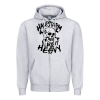 Heather Grey Skull I like It Heovy Halestorm Zipper Hoodie - artisFamous