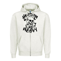 Oatmeal Heather Skull I like It Heovy Halestorm Zipper Hoodie - artisFamous
