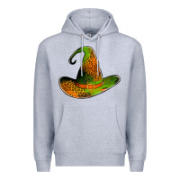 Heather Grey leopard witch hat Premium Hoodie - Jasminsmagicworld
