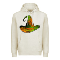 Oatmeal Heather leopard witch hat Premium Hoodie - Jasminsmagicworld
