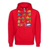 Red construction excavator shirt for boys girls men and women t shirt Zipper Hoodie - artisFamous
