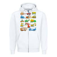 White construction excavator shirt for boys girls men and women t shirt Zipper Hoodie - artisFamous